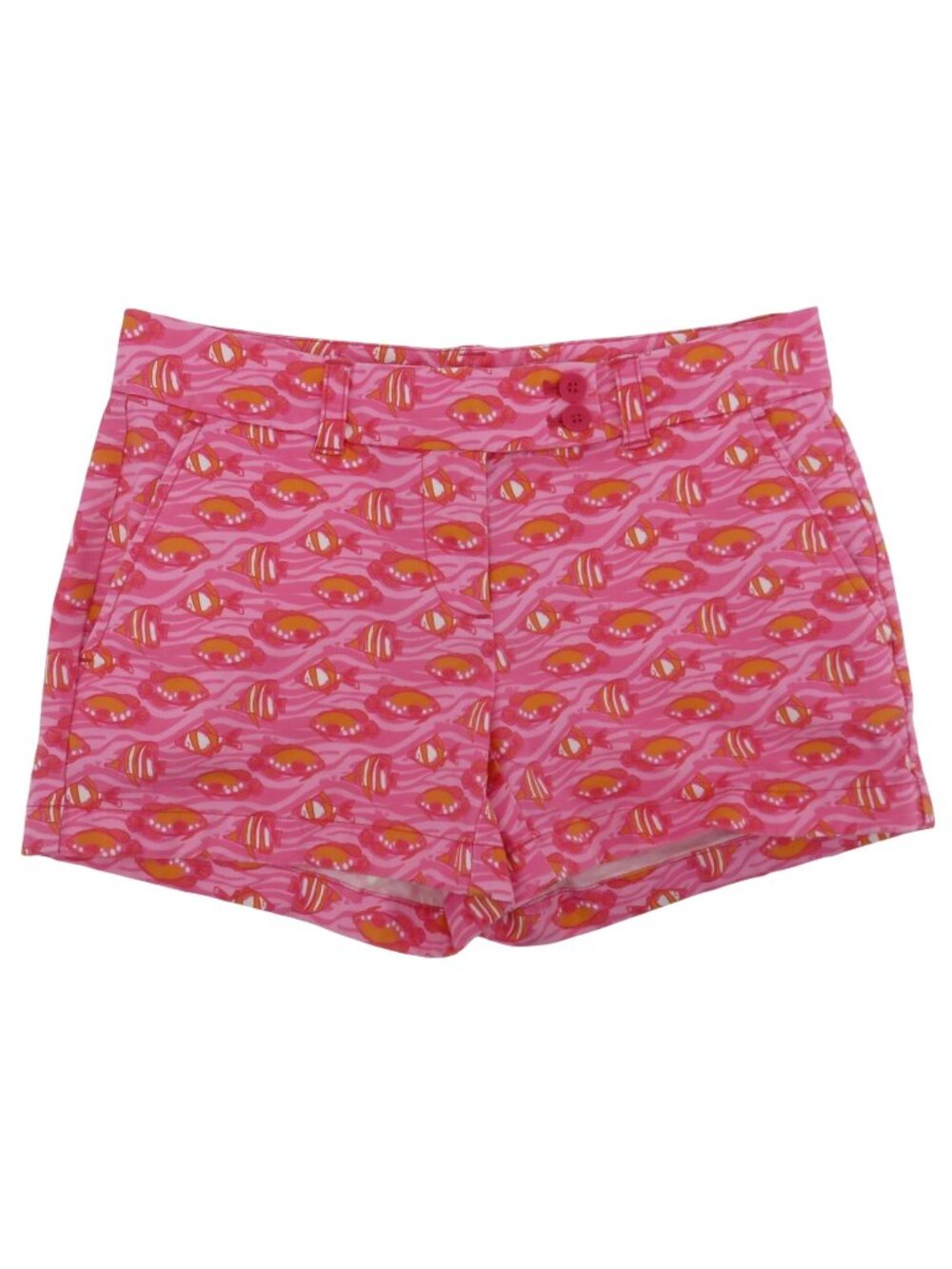 Vineyard Vines Womens 0 Pink Fish Print Chino Shorts 0 Cotton Blend Summer Wear